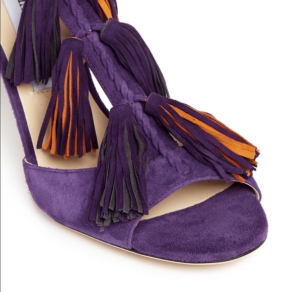 SOLD  | Jimmy Choo Mindy Fringe Sandal Heel Purple - Picture 3 of 7